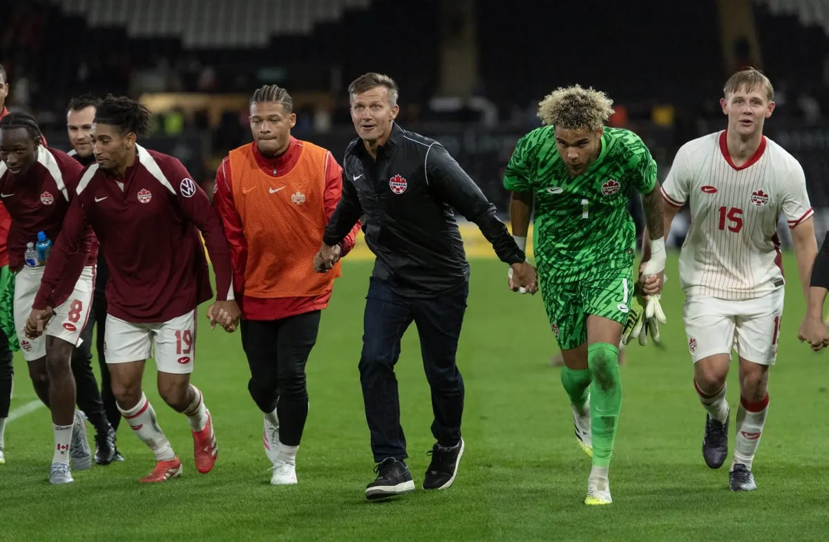 Canada's national soccer team in training, preparing for the World Cup.